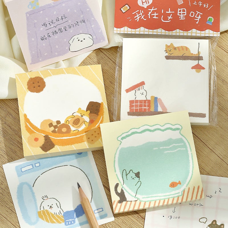 Note For 100 Sticky Notes Hi, I'M Here Japanese Style Cute Message Memo Notebook Material Paper - Image 3